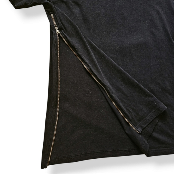 Topman Black Full Side Zipper Long Line T-Shirt - Picture 2 of 8
